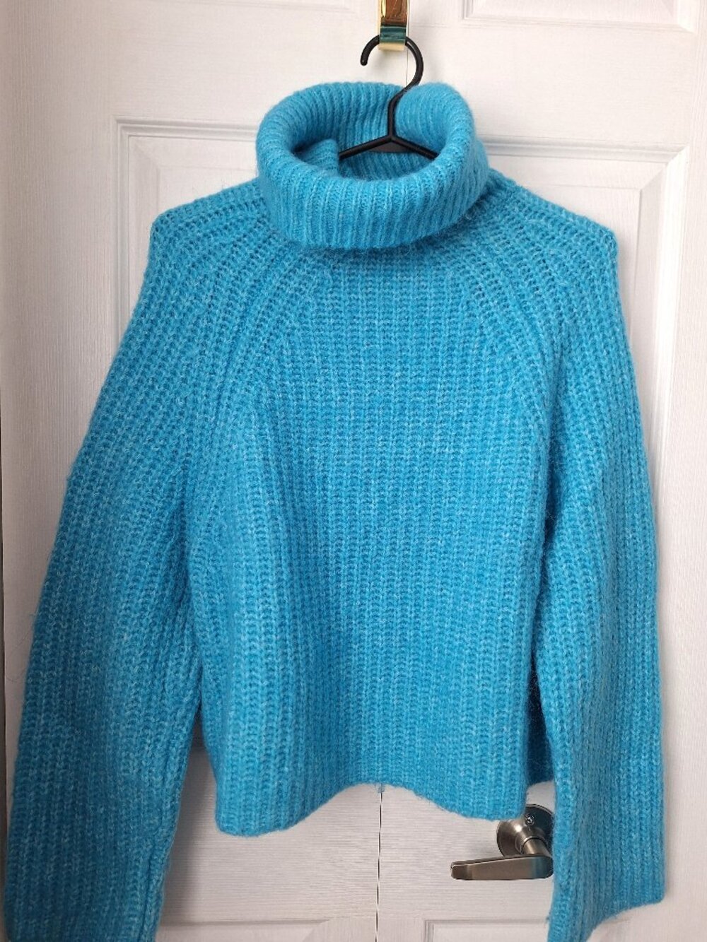 Zara Blue Chunky Knit Turtleneck